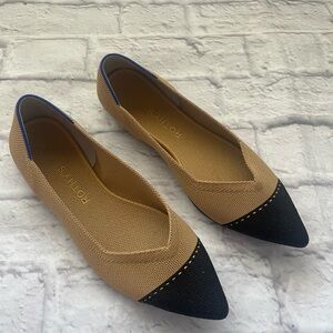 Rothy's Camel and Black Pointed Flats